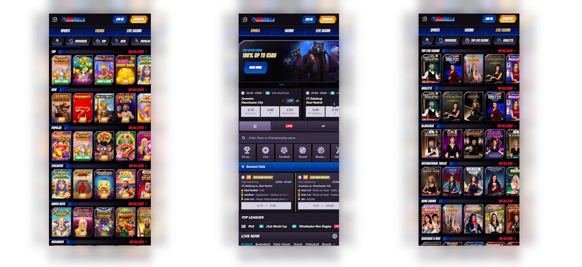 Interfaccia mobile di WinRolla